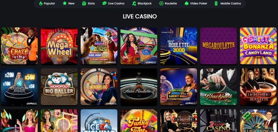 Swift Casino UK Live Casino Lobby