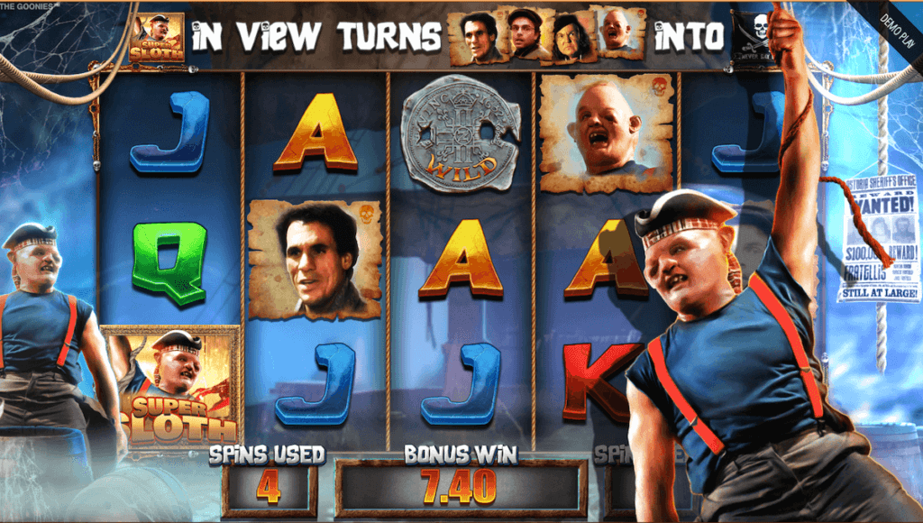 Free Spins feature activated in The Goonies online slot