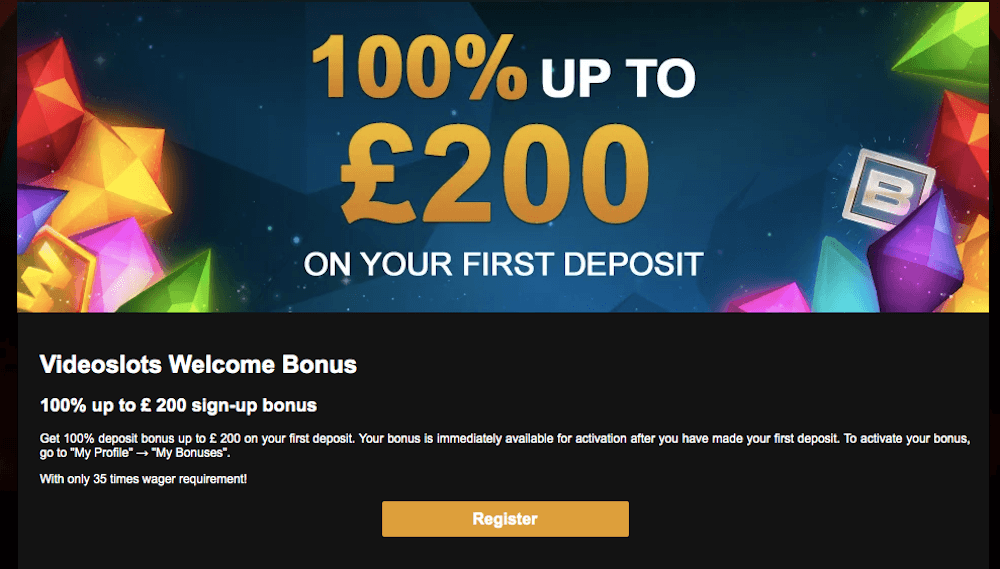 videoslots welcome bonus uk