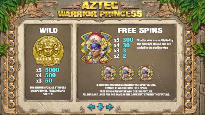 Play Aztec Warrior Princess slot at Dunder Casino