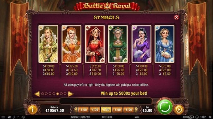 Battle Royal slot high paying symbols