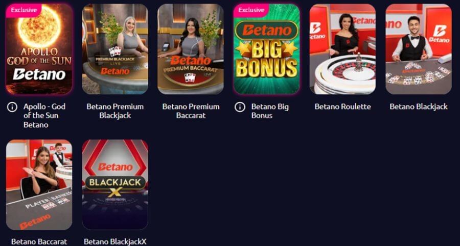 betano UK exclusive games