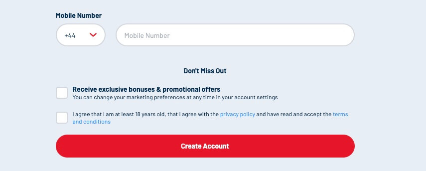 Bet UK new account registration 3