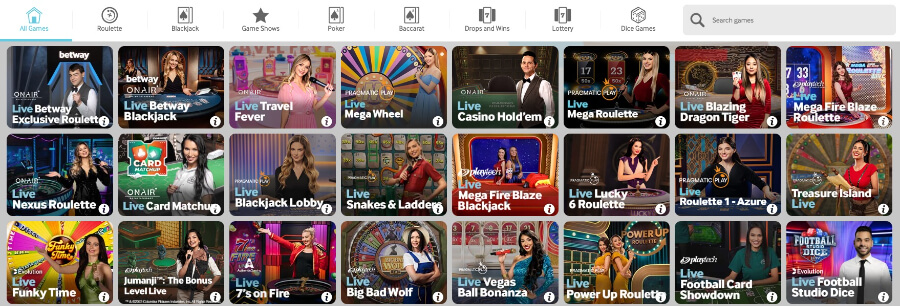 Betway live casino