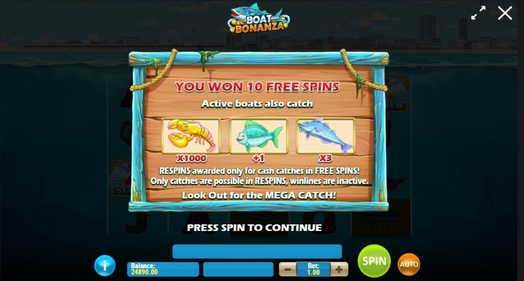 Boat Bonanza Free Spins Won