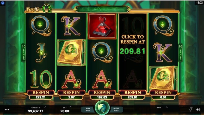 Book of Oz slot features