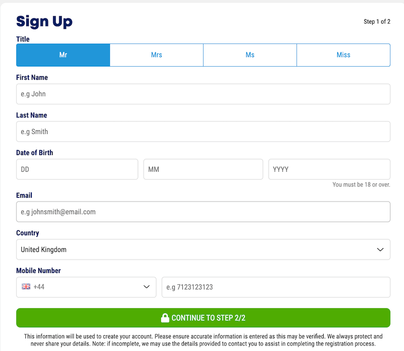 Boylesports registration process