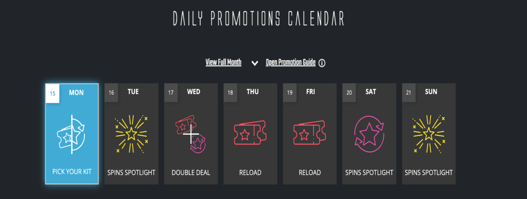 Captain Spins Promotions Calendar