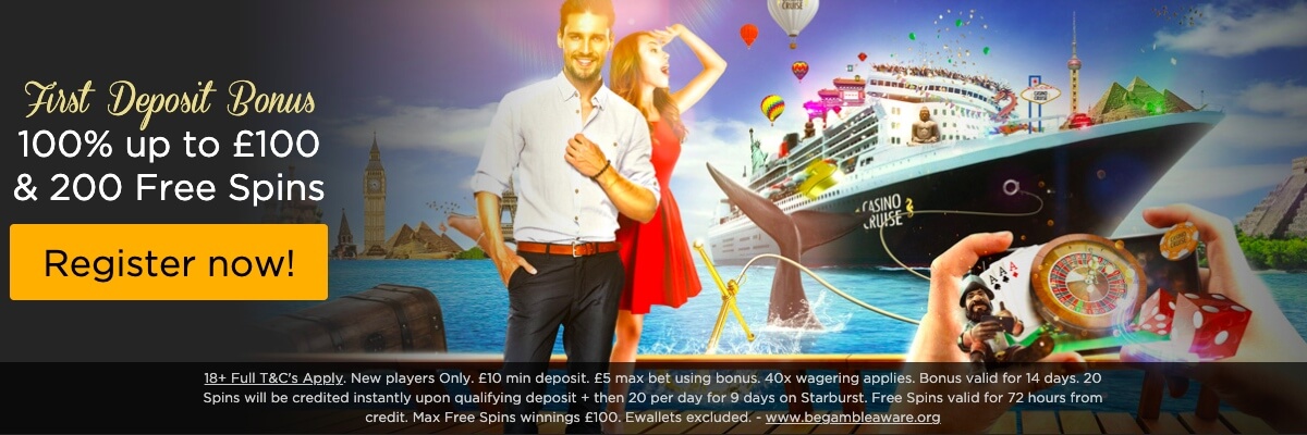 Casino Cruise - 200 Free Spins Welcome Package