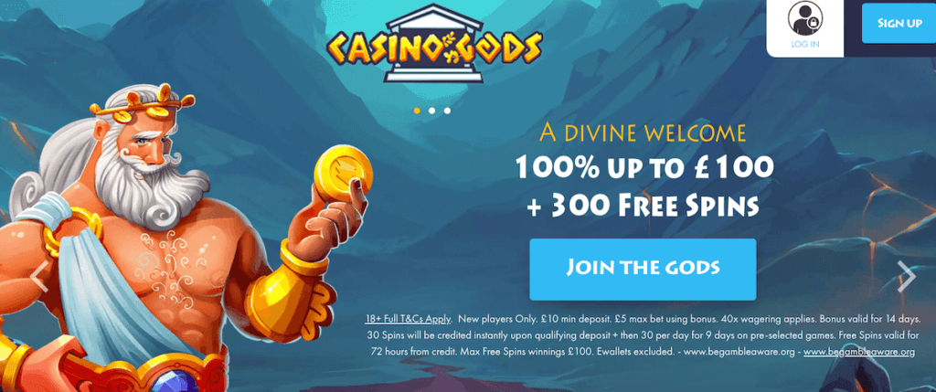 Casino Gods welcome offer banner