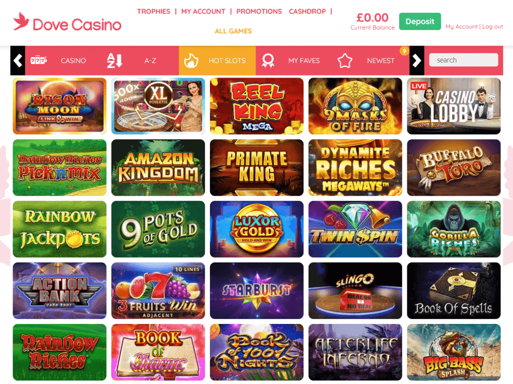 Dove Casino Games section