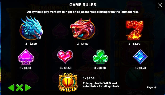 Try Dragon Kingdom Eyes of Fire Dragon Kingdom Paytable 1