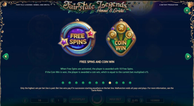Fairytale Legends: Hansel and Gretel slot free spins