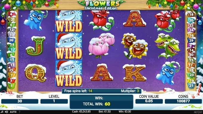 Play Flowers Christmas Edition slot at Dunder casino