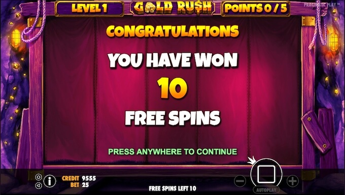 Gold Rush slot free spins