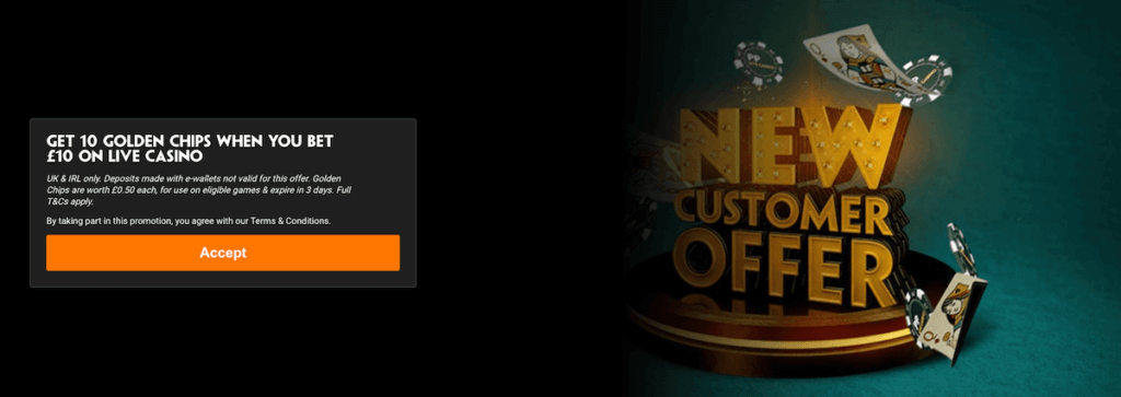 Live casino promo at Paddy Power