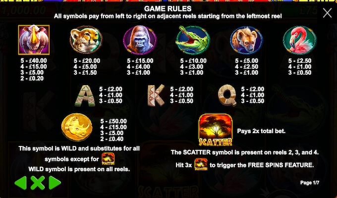Great Rhino Deluxe slot review Great Rhino Deluxe slot paytable