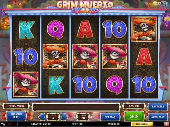 Play Grim Muerto slot at LeoVegas casino