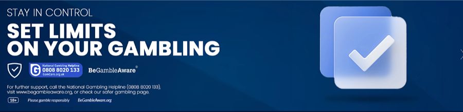 Responsible gambling banner with "Set limits on your gambling" message and National Gambling Helpline contact details at Highbet casino UK
