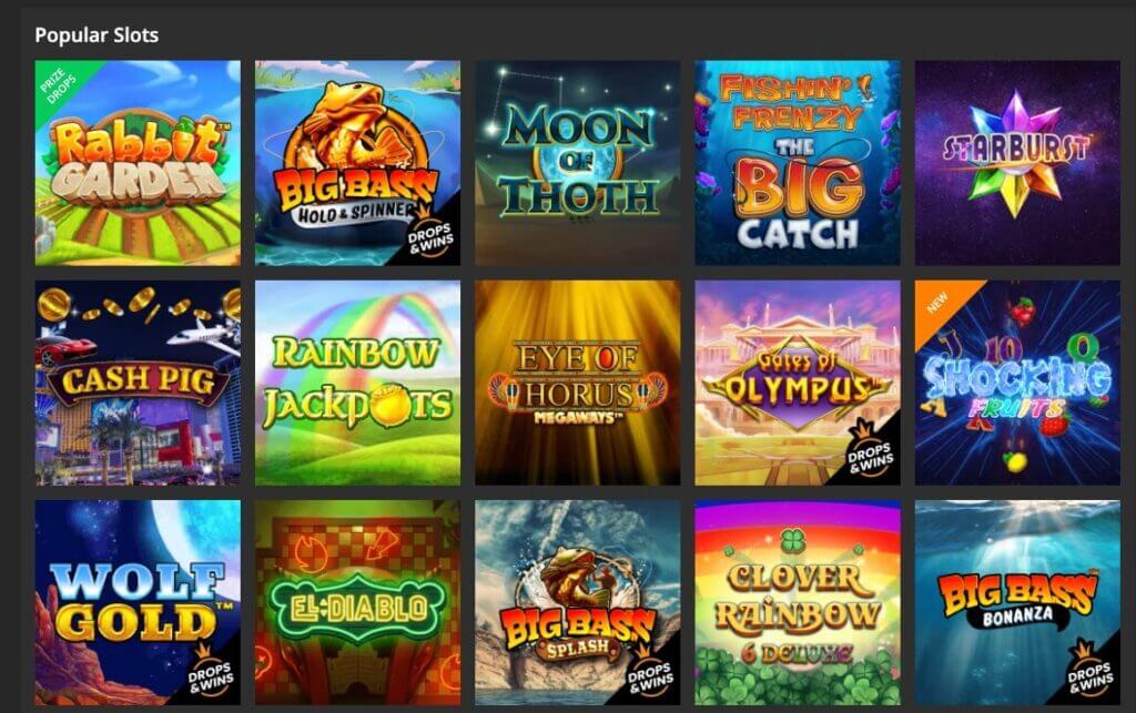 Jackpot.com game selection