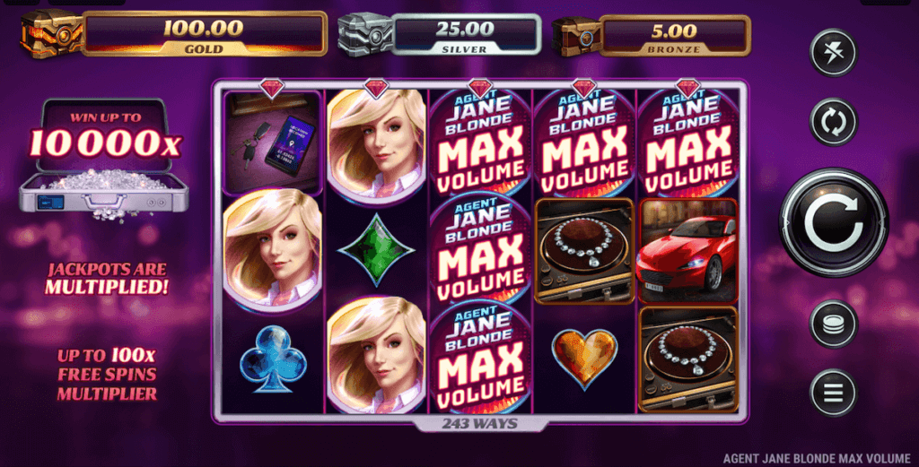Online slot games at UK casino sites, Agent Jane Blonde Max Volume