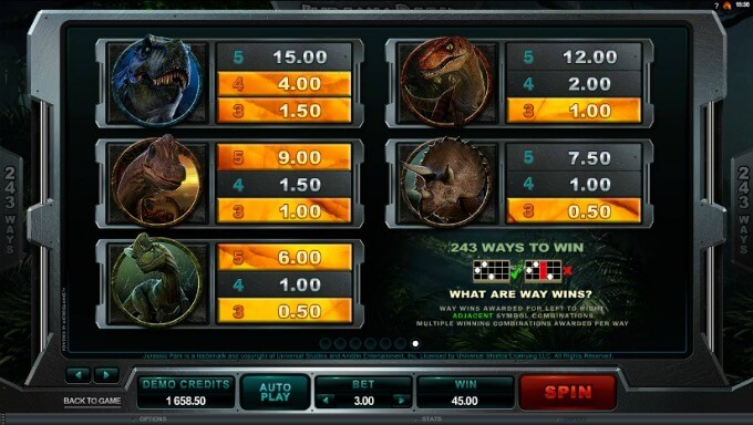 Play Jurassic Park slot at InstaCasino