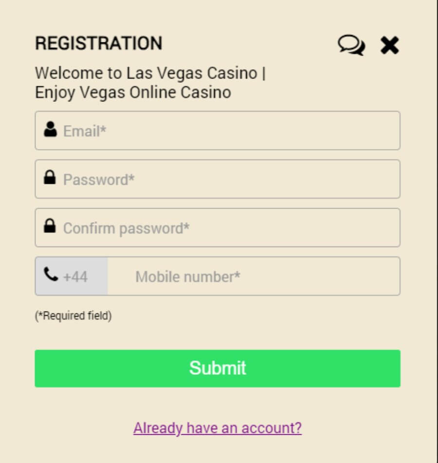 Las Vegas Casino registration 