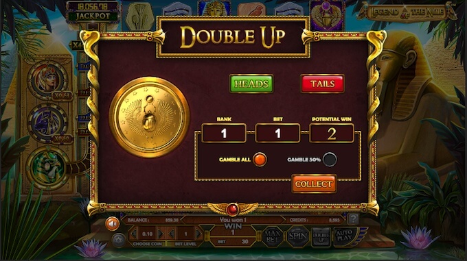 Gamble your winnings in Legend of the Nile slot Legend of the Nile slot double up feature