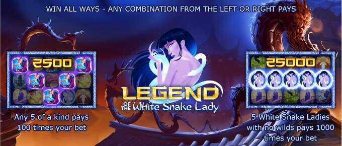 Play Legend of the White Snake Lady slot at Videoslots casino