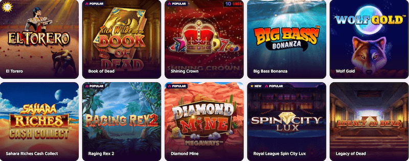 LuckyVegas - slot selection