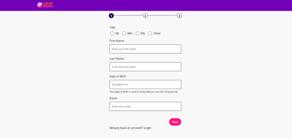 Lucky Pants registration 1