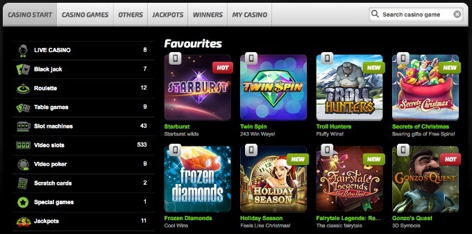 Mobilebet casino games