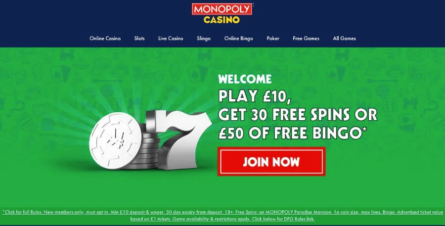 Monopoly Casino welcome bonus