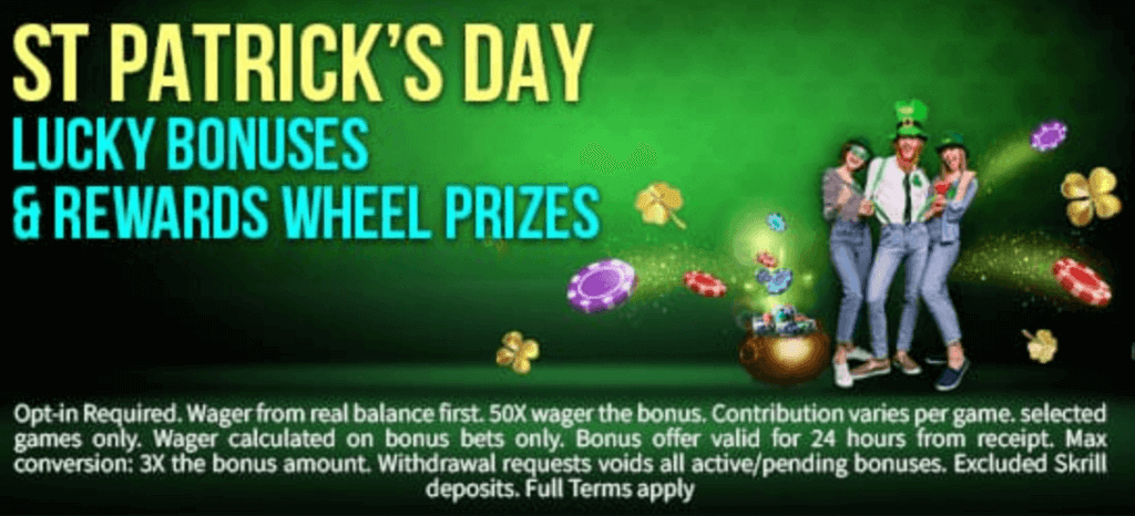 St Patrick's Day promo banner at Monster Casino