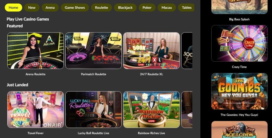 Parimatch live casino