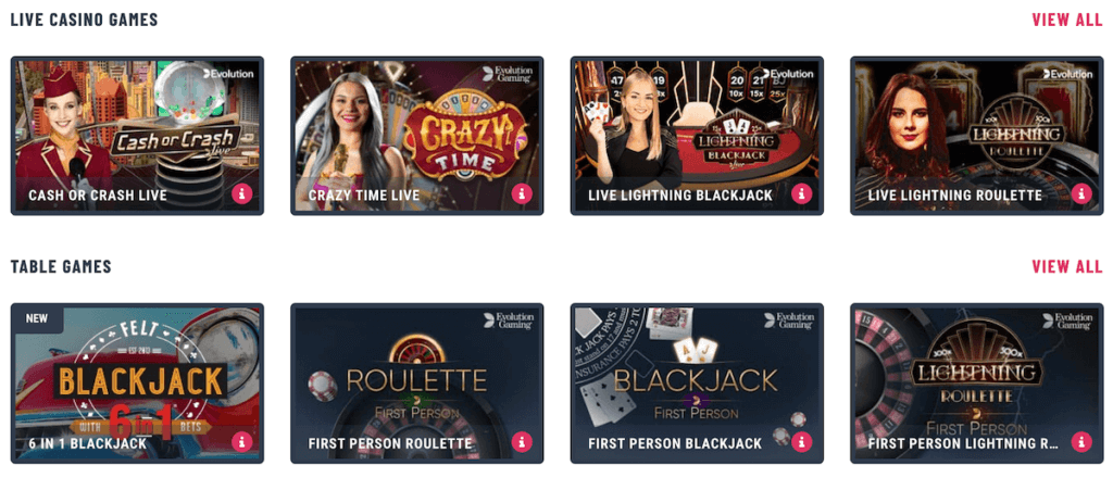 UK players can enjoy all their favourite live casino games and live game shows at Pink Casino online.