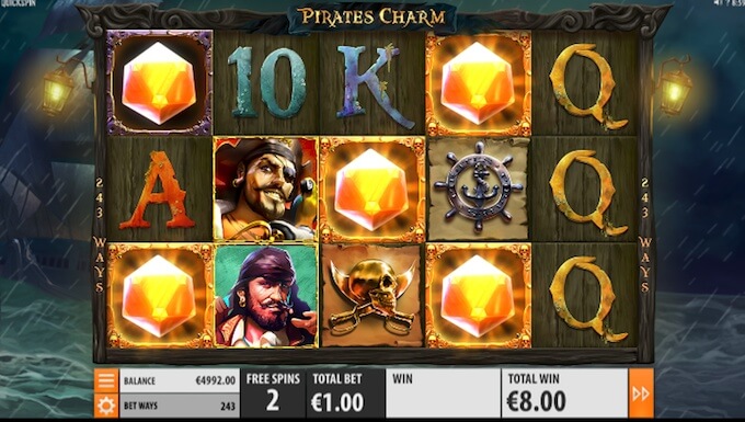 Win free spin in Pirate's Charm slot