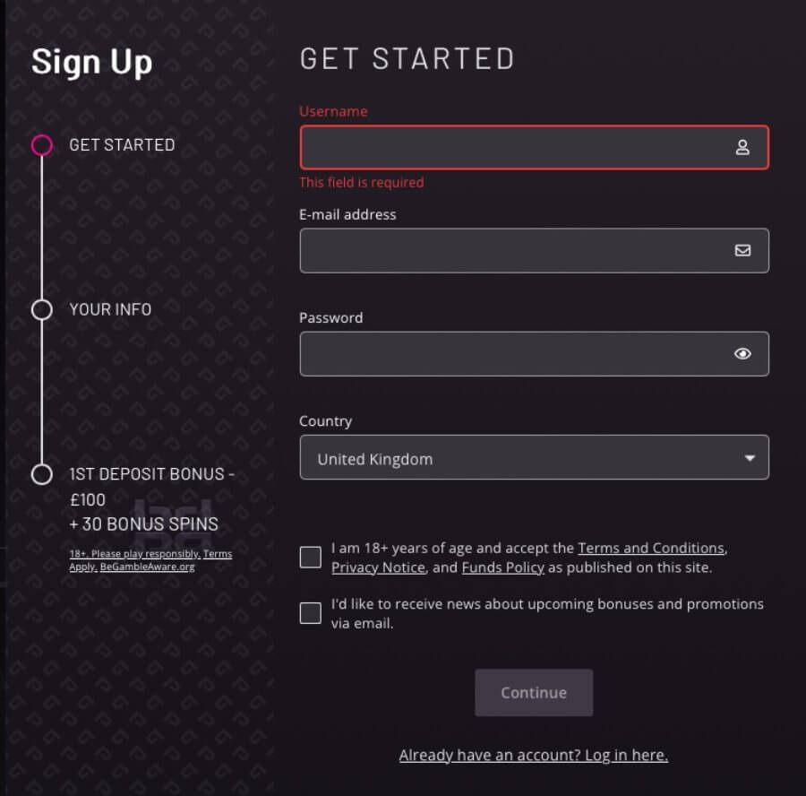 Playgrand registration