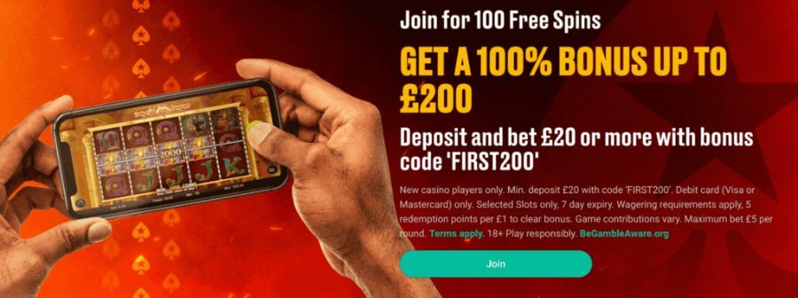 Pokerstars UK casino bonus code