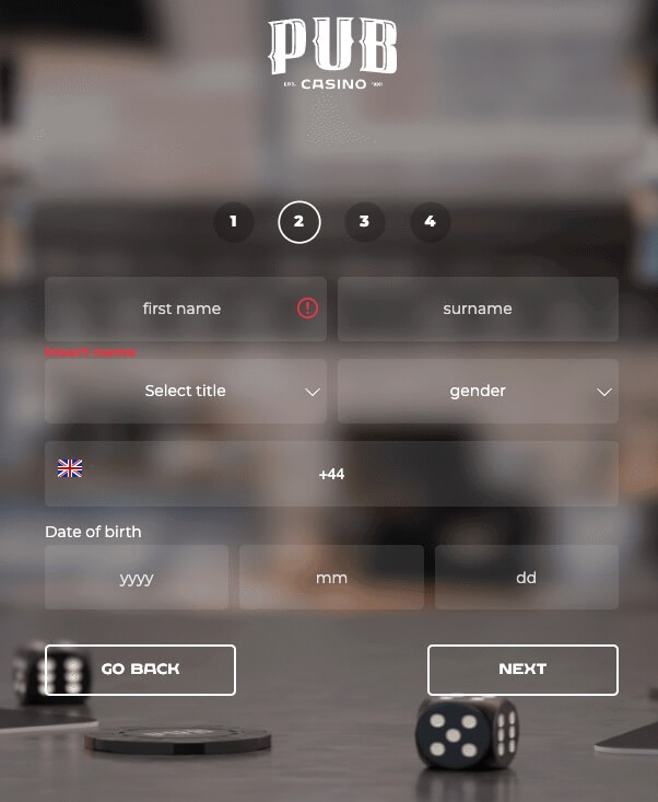 Pub Casino registration 2