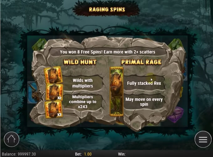 Raging Rex slot free spins