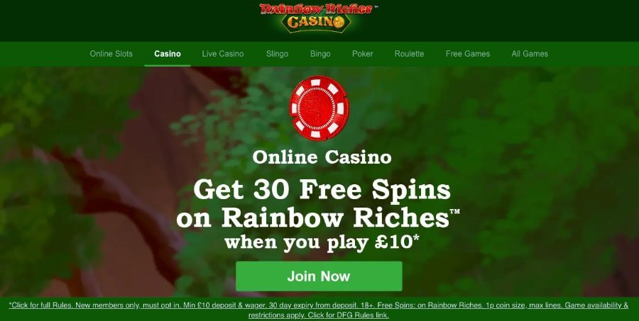 Rainbow Riches welcome offer