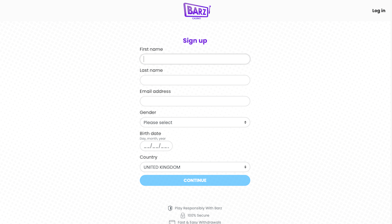 Barz - Registration process