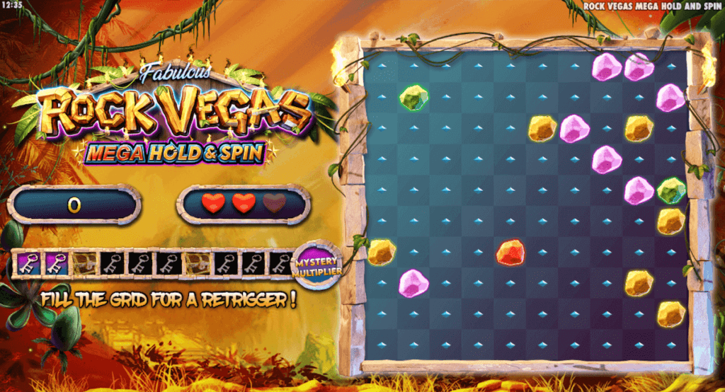 Mega hold & spin feature in Rock Vegas online slot