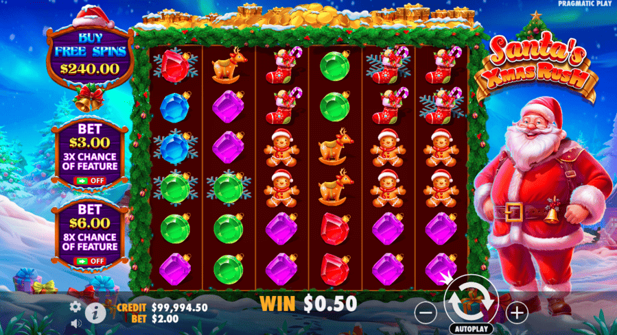 Santa's xmas rush graphics & sound slot review