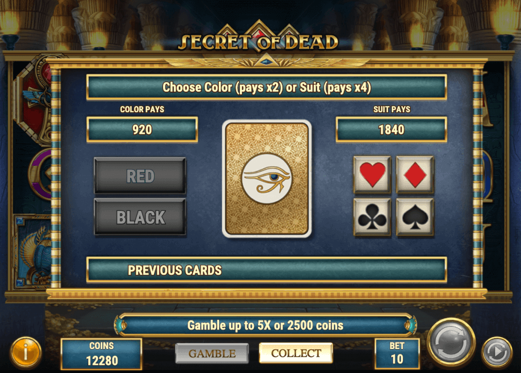 Gamble Feature in  Secret of Dead online slot