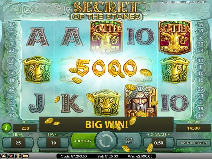 Play Secret of the Stones slot at VideoSlots casino