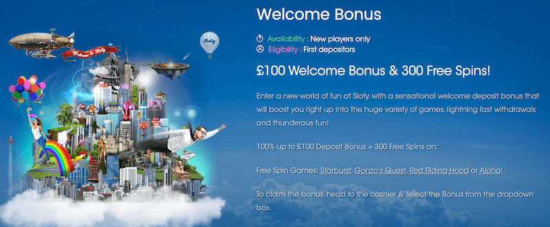 Sloty - Welcome casino bonus