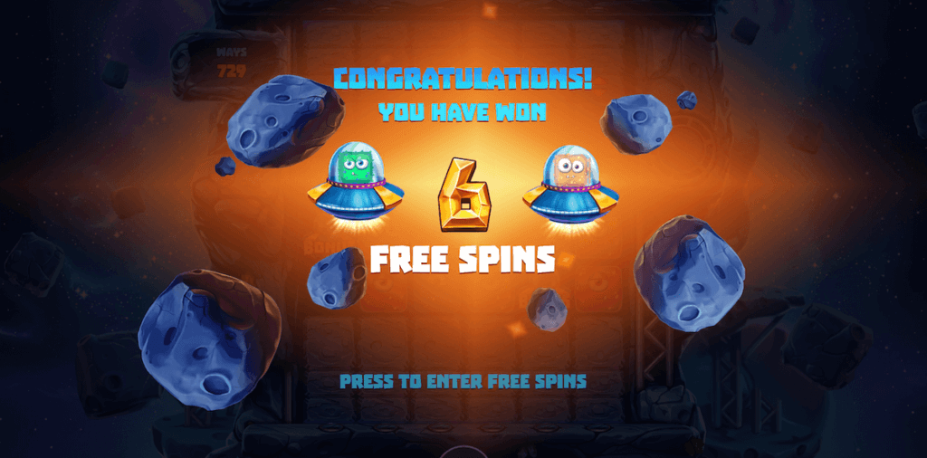 Play free spins bonus in Space Miners online slot. 