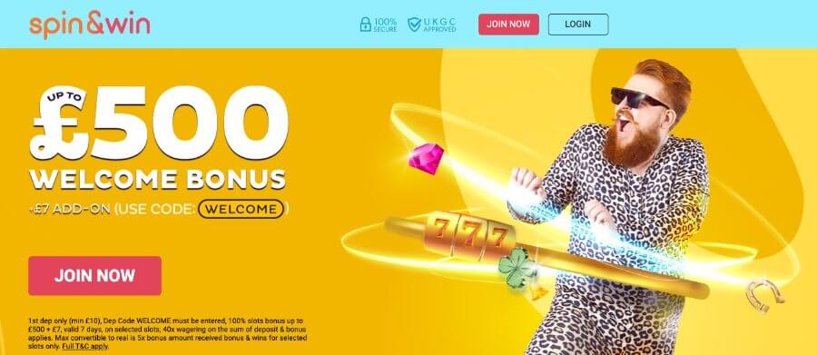 Spin and Win welcome bonus